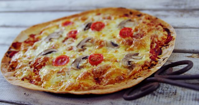 Rustic Margherita Pizza with Mushrooms and Cherry Tomatoes - Download Free Stock Images Pikwizard.com
