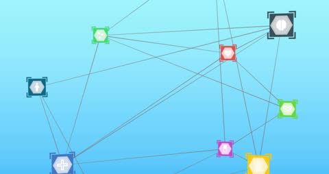 Network Nodes and Connections on Sky Background