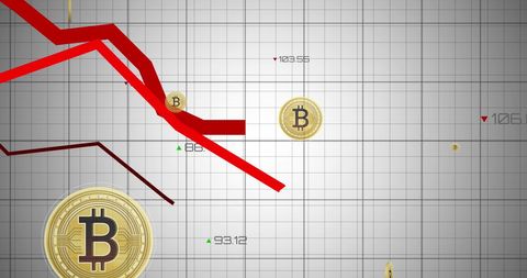 bitcoin value decline with red graph on grayscale grid - Download Free Stock Images Pikwizard.com