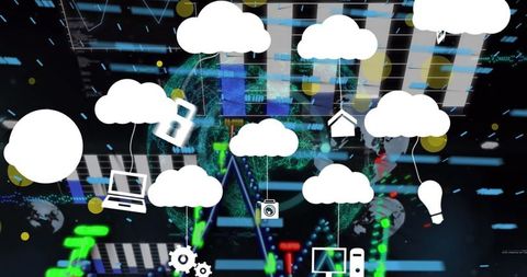 Cloud Network Icons Illustrating Digital Connectivity and Cybersecurity - Download Free Stock Images Pikwizard.com
