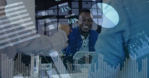 Businessman Offering Handshake with Overlaid Financial Graphs - Download Free Stock Images Pikwizard.com