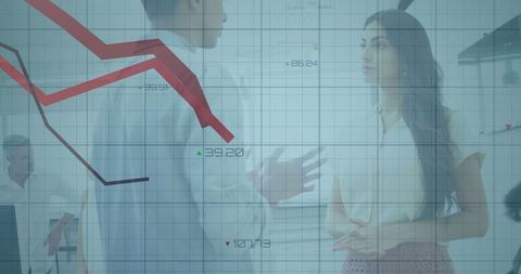 Business Professionals Analyzing Financial Trends in Modern Office
