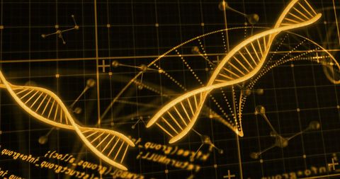 Futuristic DNA Strand with Digital Data Overlay in Gold Tones - Download Free Stock Images Pikwizard.com