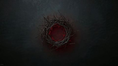 Glowing thorny crown on dark textured background