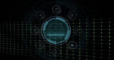 Futuristic Fingerprint Scanner on Digital Security Interface