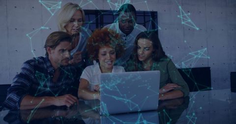 Diverse Team Collaborates in High-Tech Office