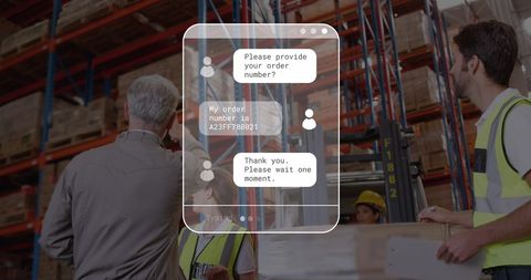 Warehouse Team Collaborative Communication with Technology - Download Free Stock Images Pikwizard.com