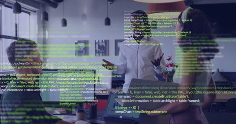 Team Collaboration in High-Tech Office Environment