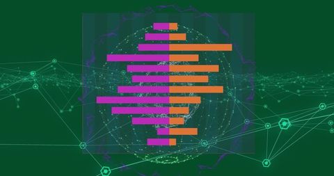 Global digital interface networking concept with data chart