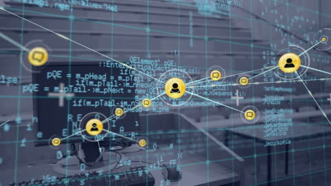 Digital Network Connections in Futuristic Office Environment
