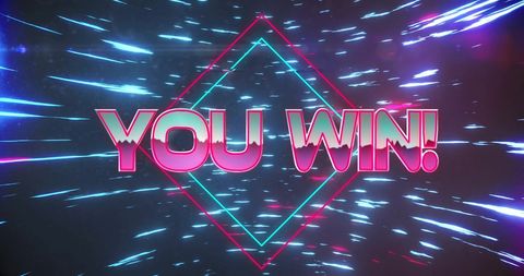 Dynamic Neon You Win Text with Digital Pattern