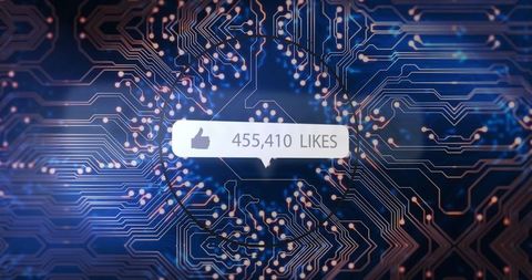 Digital Interface with Social Media Metrics on Circuit Board