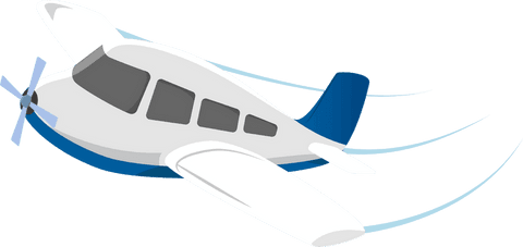 Minimalist Propeller Airplane with Motion Trails, Transparent Background