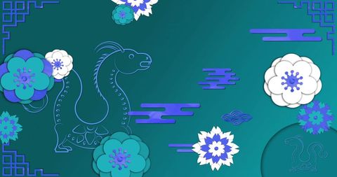 Ornate Stylized Goat with Floral Accents on Green Background - Download Free Stock Images Pikwizard.com