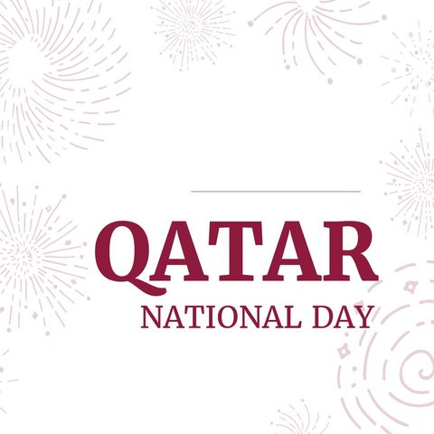 Qatar national day celebration banner with artistic fireworks