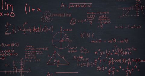 Chalkboard with Complex Mathematical Equations and Graphs in Red - Download Free Stock Images Pikwizard.com