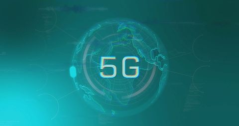 5g technology globe with digital data overlay