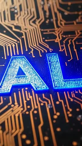 Sliding Macro Video Revealing Glowing AL Letters on PCB with Copper Circuit Traces