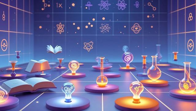 Futuristic Science Lab with Glowing Flasks and Holographs