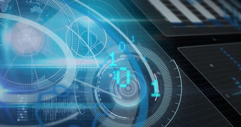 Futuristic Data Processing Interface in Blue Tones