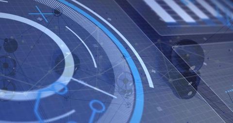 Futuristic data visualization overlay with digital elements