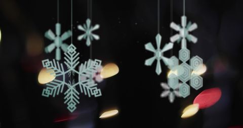 Digitally Artful Snowflakes and Bokeh Light on Black - Download Free Stock Images Pikwizard.com