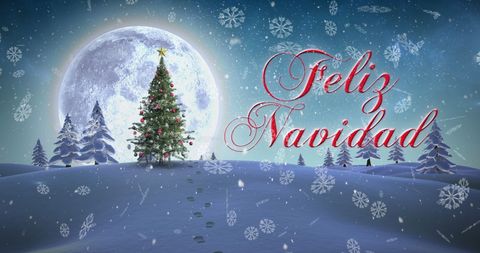 Festive Holiday Scene with Christmas Tree and Snowy Landscape - Download Free Stock Images Pikwizard.com