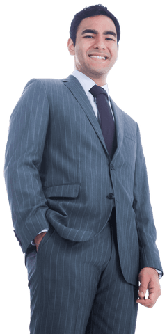 Transparent Smiling Asian Businessman Standing Chaotic Positive Energy