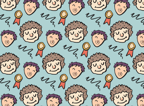 seamless transparent pattern with cartoon heads and award ribbons - Download Free Stock Videos Pikwizard.com