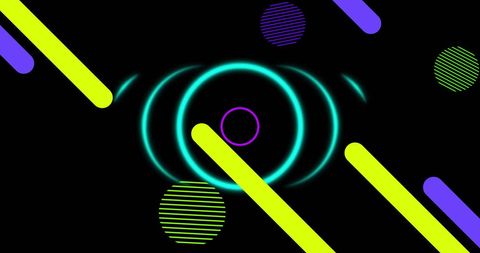 Vibrant Abstract Shapes on Black Background with Neon Accents - Download Free Stock Images Pikwizard.com