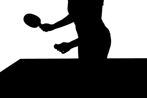 Transparent silhouette of male table tennis player in motion