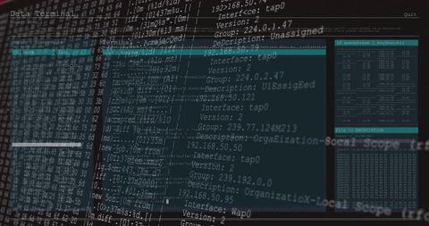 Streaming Terminal Logs Overlaid Console Dashboard Showing Encrypted Network Telemetry