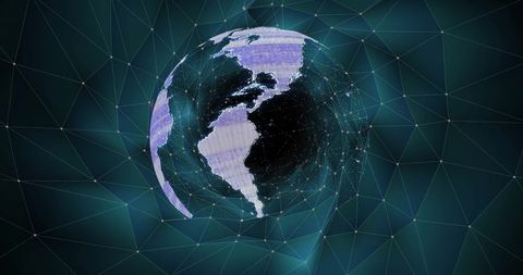 Digital Globe with Futuristic Geometric Network Background - Download Free Stock Images Pikwizard.com