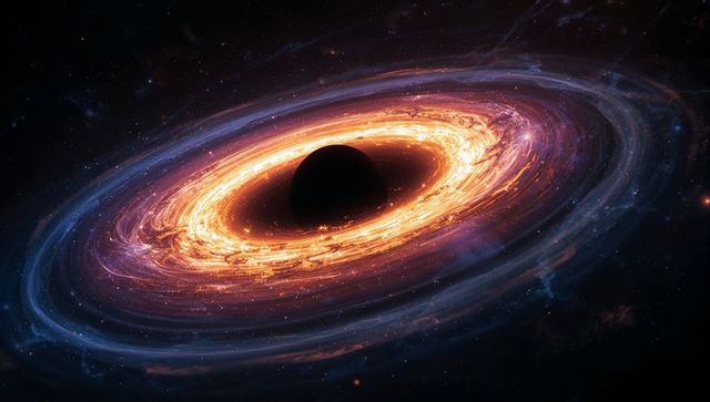 Spinning Supermassive Black Hole with Glowing Accretion Disk and Stellar Lensing
