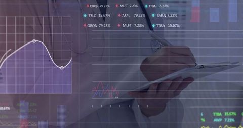 Female Doctor Analyzing Data with Virtual Interface