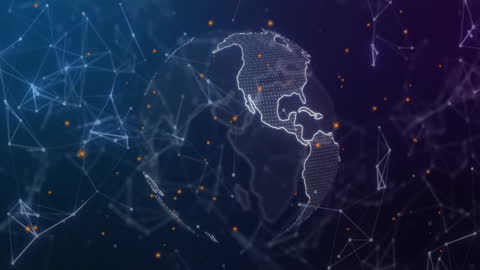 Digital Globe with Network Animation and Technology Interface
