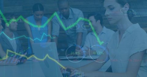 Business Team Analyzing Financial Trends with Transparent Data - Download Free Stock Images Pikwizard.com