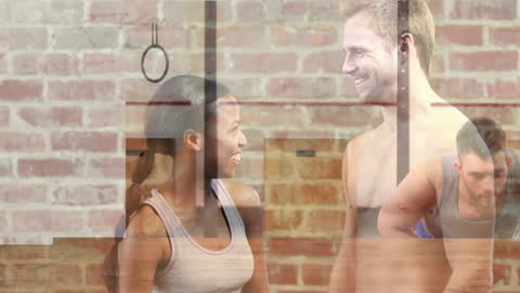 Animated Multiracial Athletes Working Out in Modern Gym