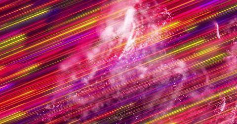 Diagonal neon streaks creating luminous cosmic nebula with sparkles and motion blur