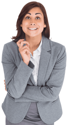 Elated Biracial Businesswoman Smiling on Transparent Background