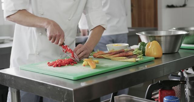 Chef Preparing Vegetables for Meals in Industrial Kitchen Setting - Download Free Stock Images Pikwizard.com