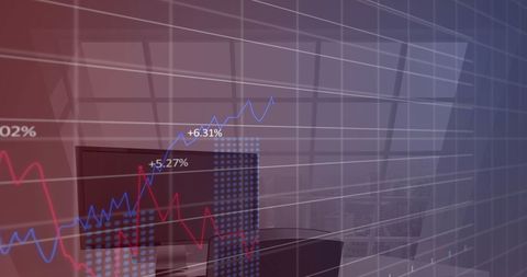 Projected Financial Growth in Modern Office Environment - Download Free Stock Images Pikwizard.com