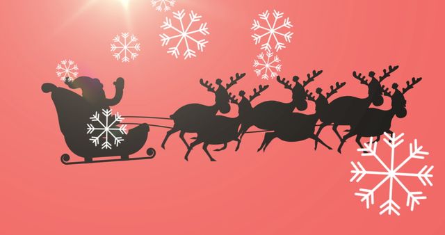 Santa Claus Silhouette with Reindeer on Festive Red Background - Download Free Stock Images Pikwizard.com