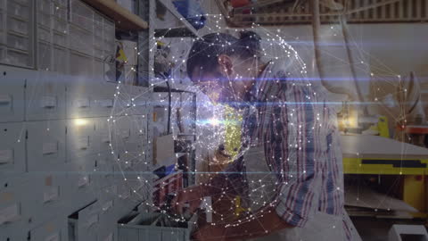 Businesswoman Exploring Global Network Connection Data