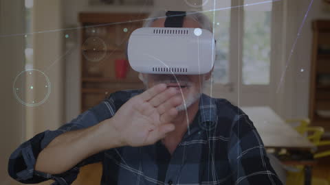 Man Experiencing Virtual Reality at Home