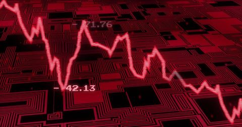 Falling Financial Graph on Digital Circuit Board - Download Free Stock Images Pikwizard.com