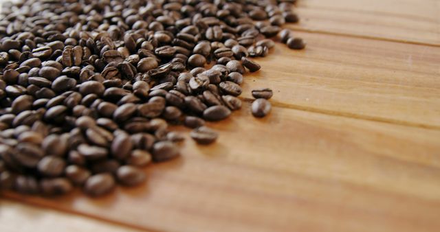 Roasted Coffee Beans on Wooden Surface - Download Free Stock Images Pikwizard.com