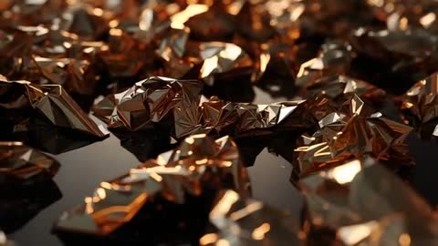 Crumpled Metallic Foil Creating Futuristic Abstract Pattern