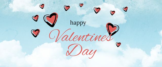 Valentine's Day Hearts in Cloud-Filled Sky - Download Free Stock Templates Pikwizard.com