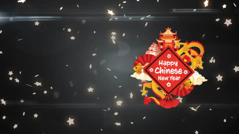 Chinese New Year Animation with Stars and Lanterns